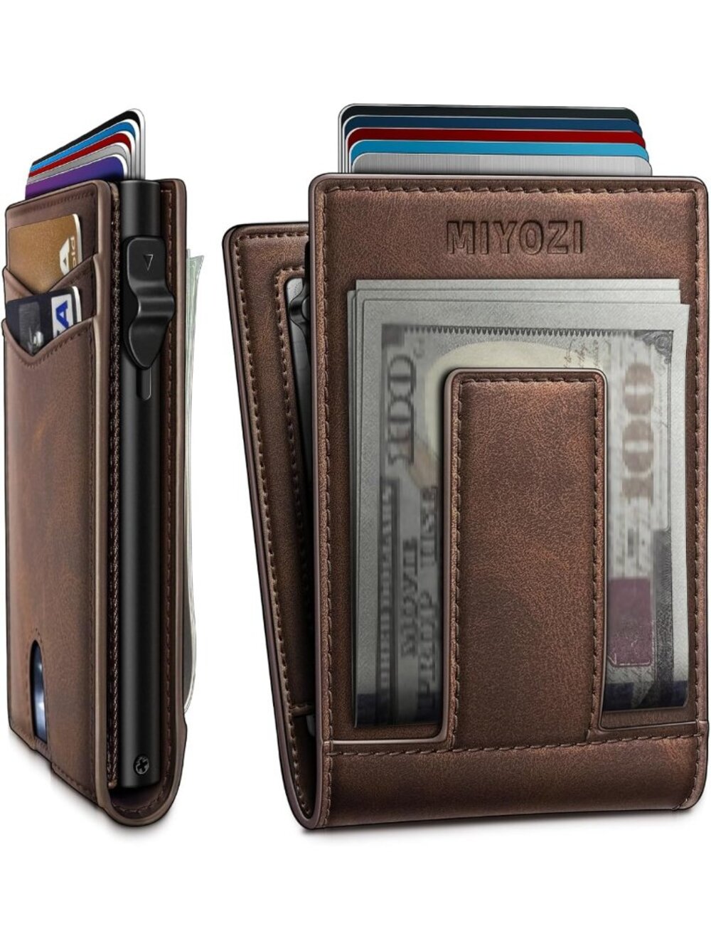 Minimalist RFID Blocking Wallet for Men, Slim Bifold with 9 Card Slots & Money